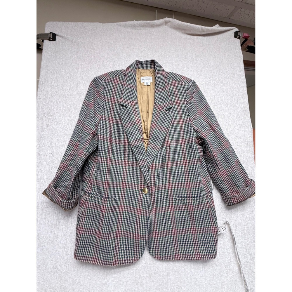 Haberdashery Leslie Fay Multi Color Plaid Wool Blend Blazer 16W 4445 201